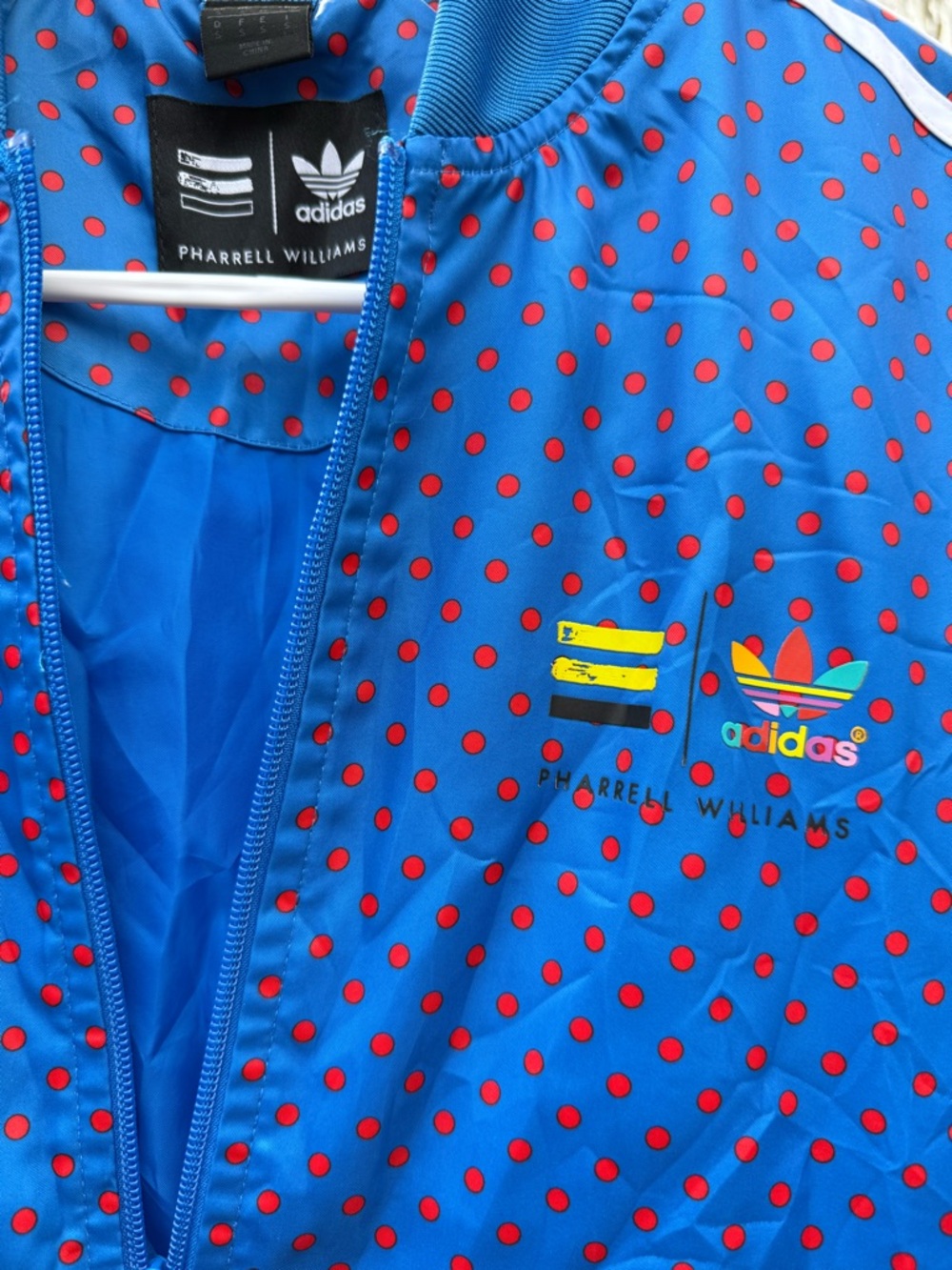Adidas x Pharrell Williams Blue w Red Polka Dot Track Jacket Small - Picture 2 of 6
